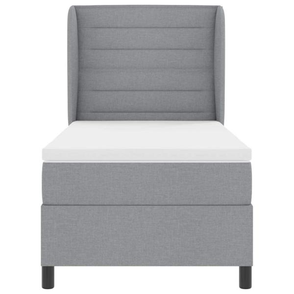 Boxspringbett mit Matratze Hellgrau 90 x 200 cm Stoff