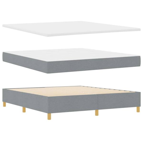 LED Boxspringbett mit Matratze Hellgrau 180 x 200 cm Stoff