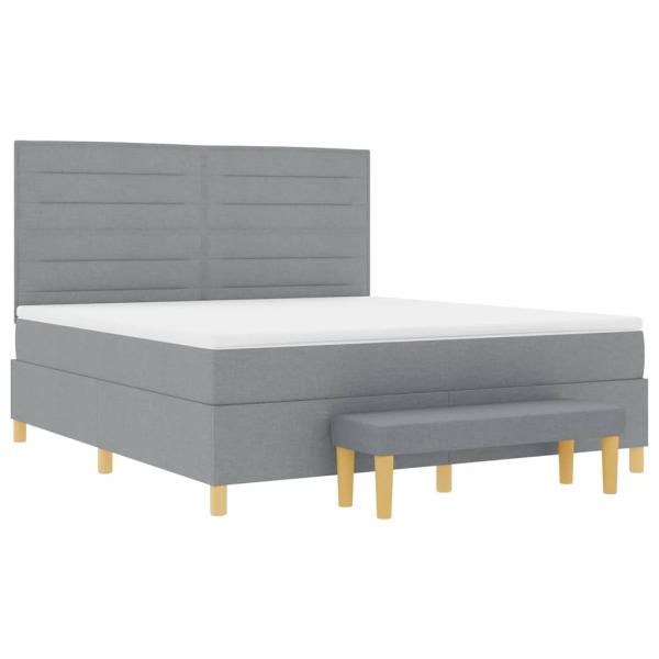 Boxspringbett mit Matratze Hellgrau 180 x 200 cm Stoff