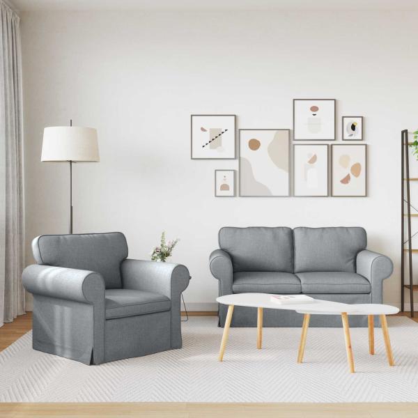 Sofa 2 pcs Hellgrau Metall