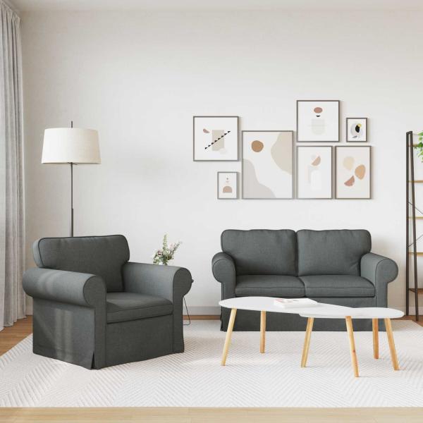 Sofa 2 pcs Dunkelgrau Metall