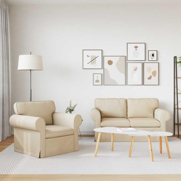 Sofa 2 pcs Creme Metall