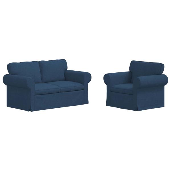 Sofa 2 pcs Blau Metall