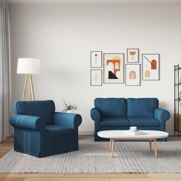 Sofa 2 pcs Blau Metall