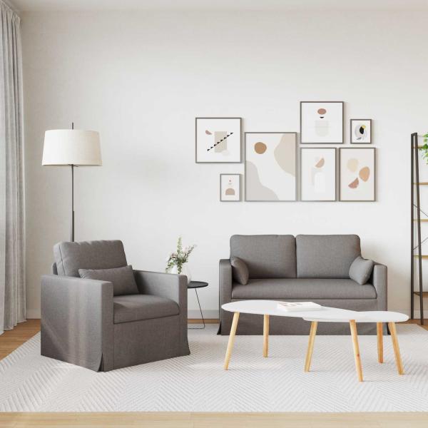 Sofa 2 pcs Taupe Metall