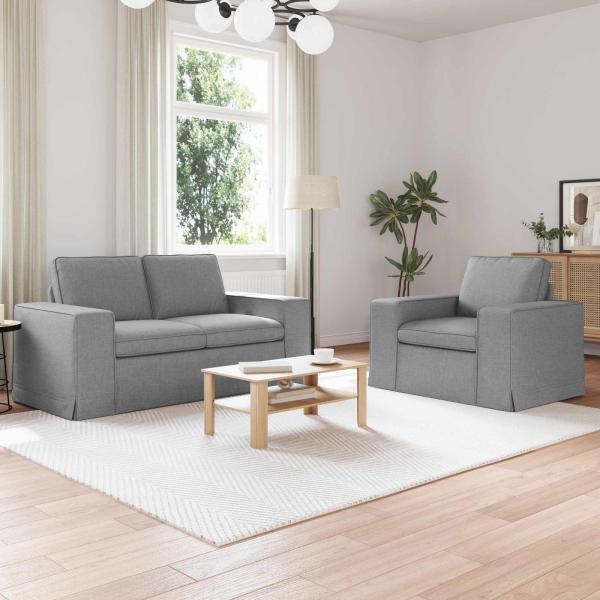 ARDEBO.de - Sofa 2 pcs Hellgrau Metall