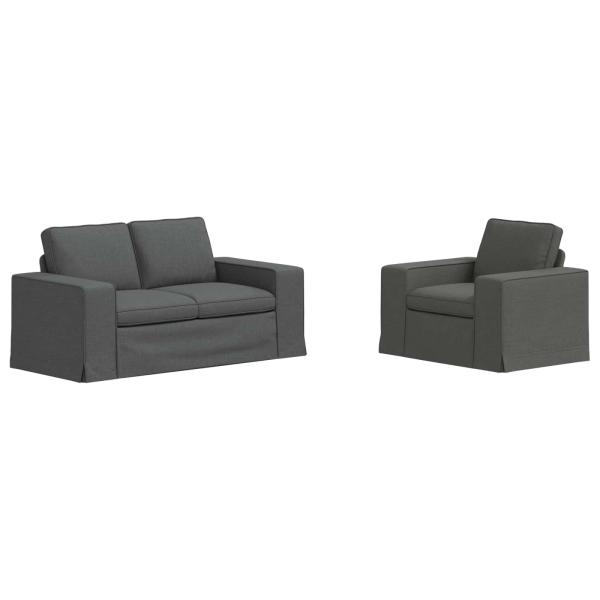 Sofa 2 pcs Dunkelgrau Metall