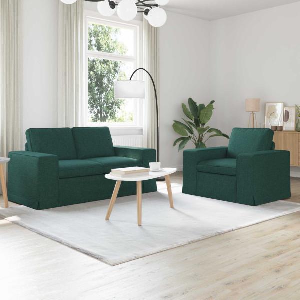 ARDEBO.de - Sofa 2 pcs Dunkelgrün Metall