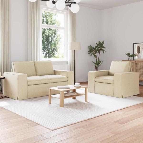 ARDEBO.de - Sofa 2 pcs Creme Metall