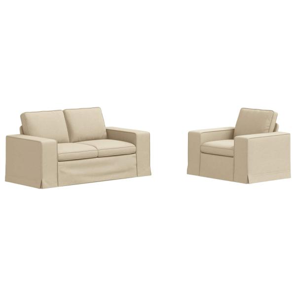 Sofa 2 pcs Creme Metall