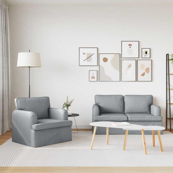 Sofa Set 2 stk. Hellgrau Stoff