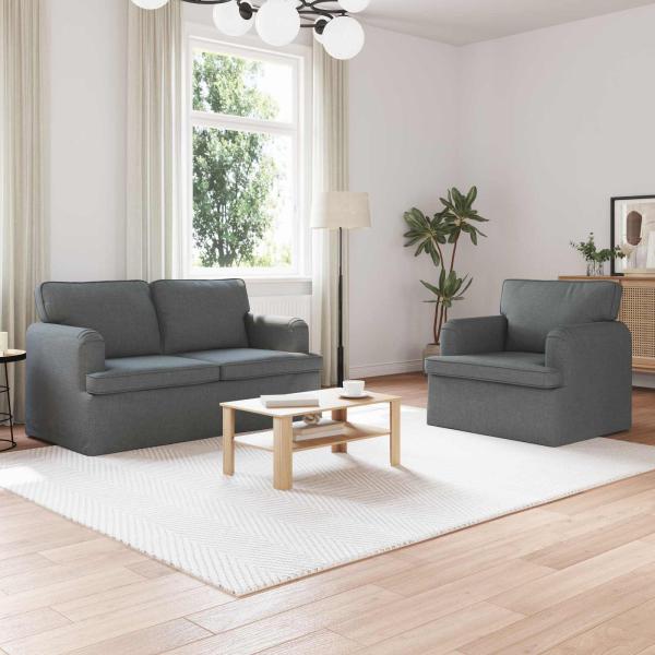 ARDEBO.de - Sofa 2 pcs Dunkelgrau Metall
