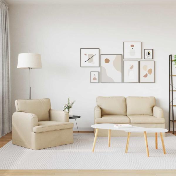 Sofa 2 pcs Creme Metall