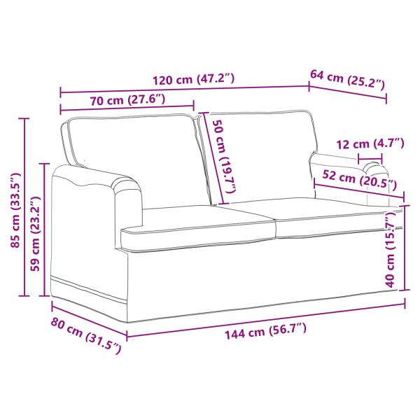 Sofa Set 2 Stk. Creme Stoff
