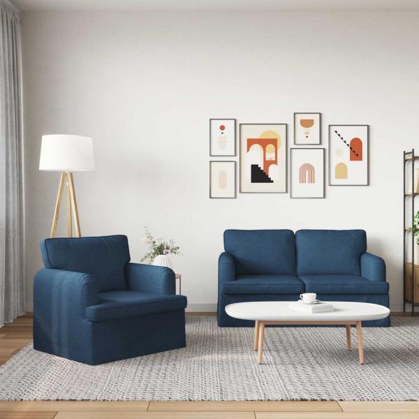 Sofa 2 pcs Blau Metall