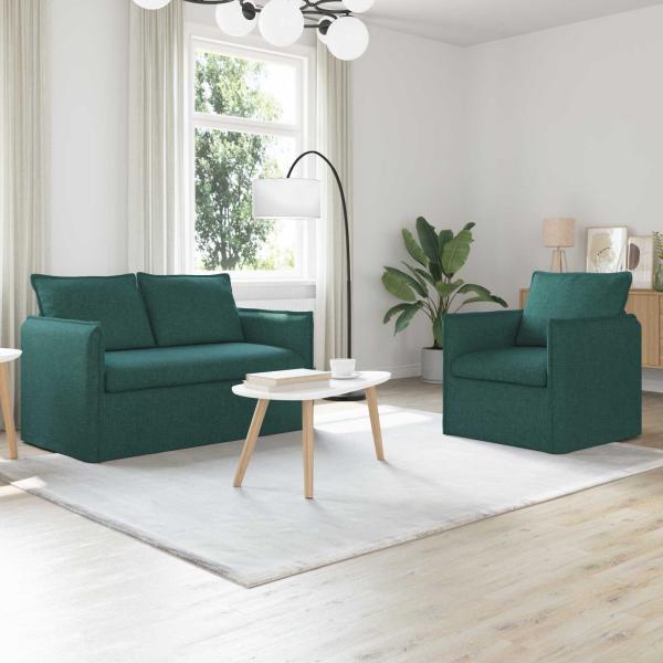 ARDEBO.de - Sofa 2 pcs Dunkelgrün Metall