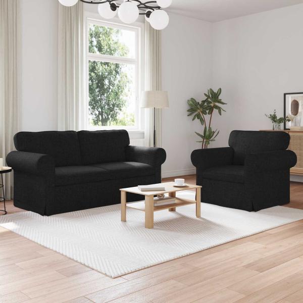 ARDEBO.de - Sofa 2 pcs Schwarz Metall