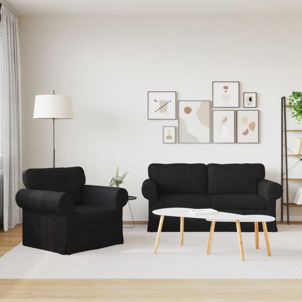 Sofa 2 pcs Schwarz Metall