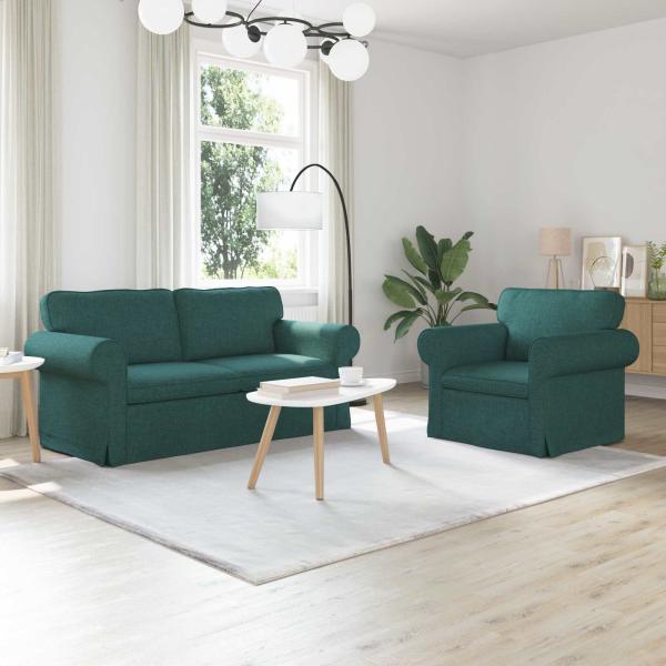 ARDEBO.de - Sofa 2 pcs Dunkelgrün Metall