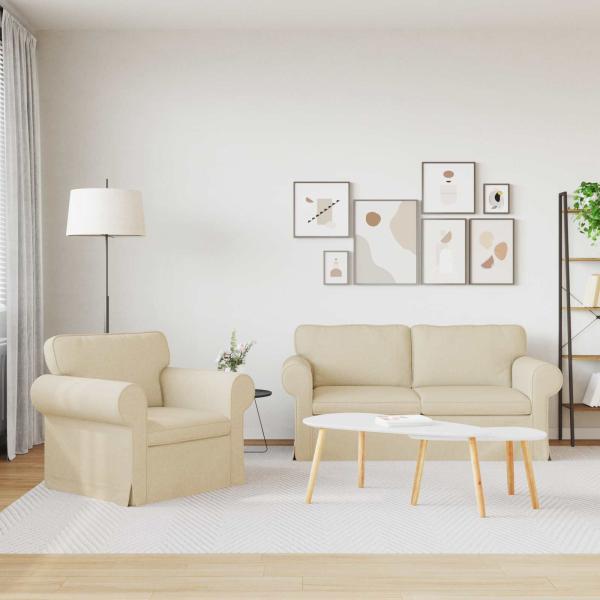 Sofa 2 pcs Creme Metall