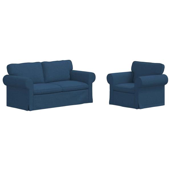 Sofa 2 pcs Blau Metall