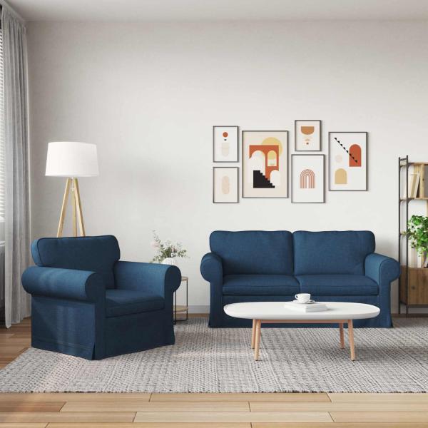 Sofa 2 pcs Blau Metall