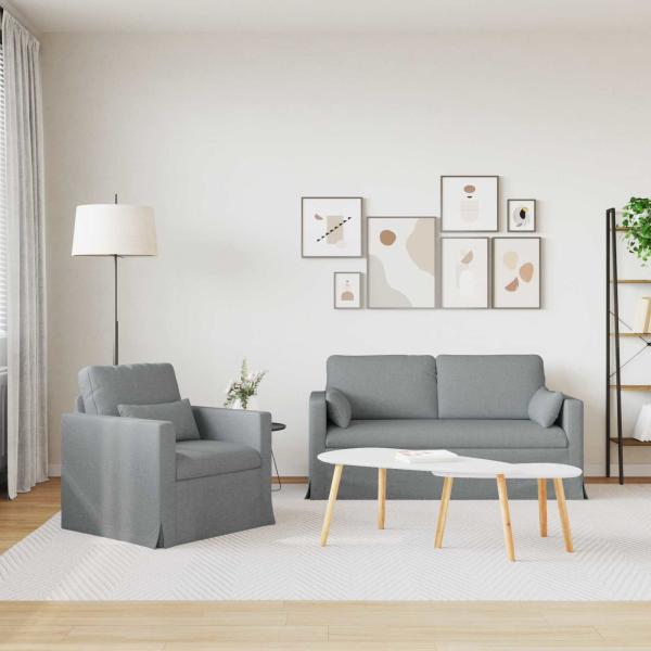 Sofa 2 pcs Hellgrau Metall