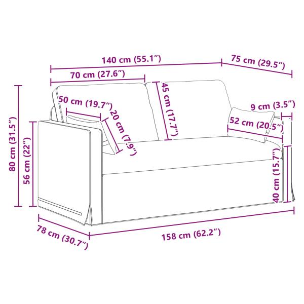 Sofa 2 pcs Hellgrau Metall