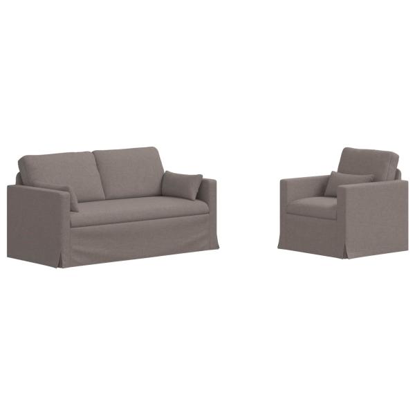 Sofa 2 pcs Taupe Metall