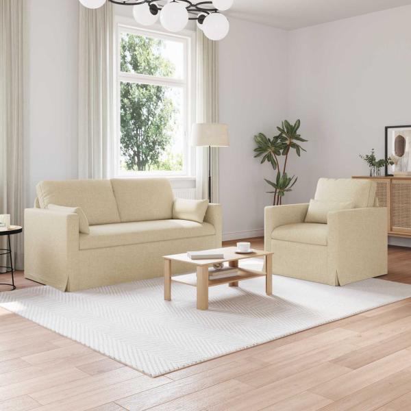 ARDEBO.de - Sofa 2 pcs Creme Metall