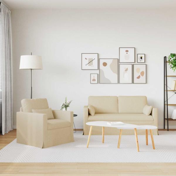 Sofa 2 pcs Creme Metall