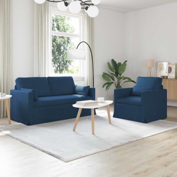 ARDEBO.de - Sofa 2 pcs Blau Metall