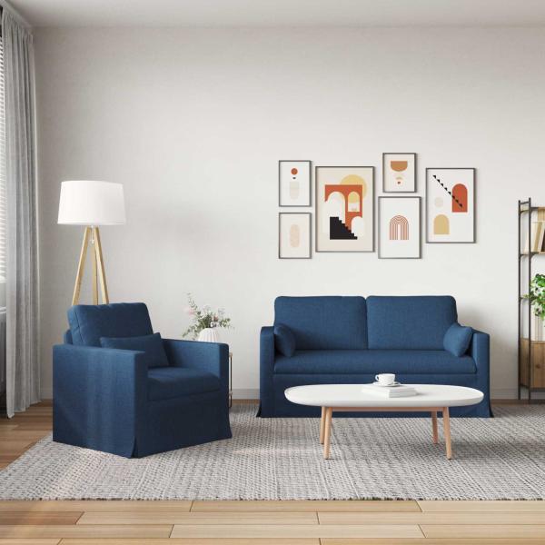 Sofa 2 pcs Blau Metall