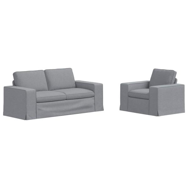 Sofa 2 pcs Hellgrau Metall