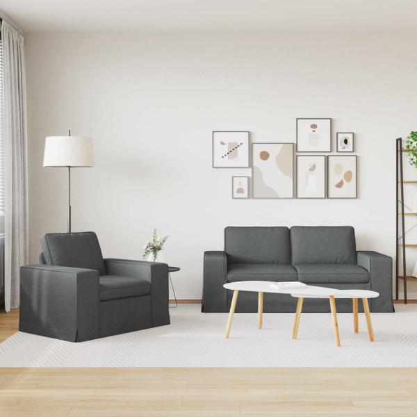 ARDEBO.de - Sofa 2 pcs Dunkelgrau Metall