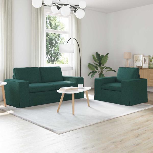 ARDEBO.de - Sofa 2 pcs Dunkelgrün Metall