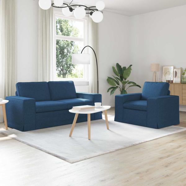 ARDEBO.de - Sofa 2 pcs Blau Metall