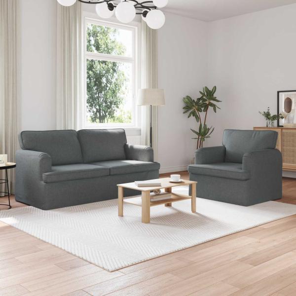 ARDEBO.de - Sofa 2 pcs Dunkelgrau Metall