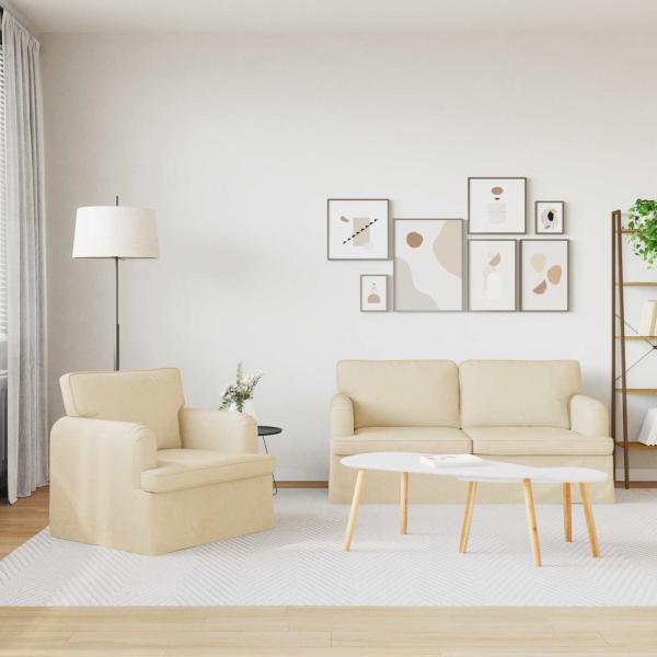 Sofa 2 pcs Creme Metall