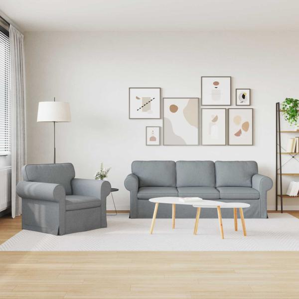 Sofa 2 pcs Hellgrau Metall