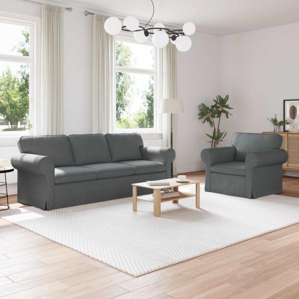 ARDEBO.de - Sofa 2 pcs Dunkelgrau Metall