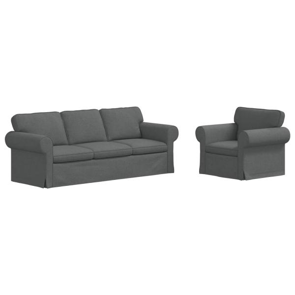 Sofa 2 pcs Dunkelgrau Metall