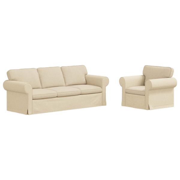 Sofa 2 pcs Creme Metall