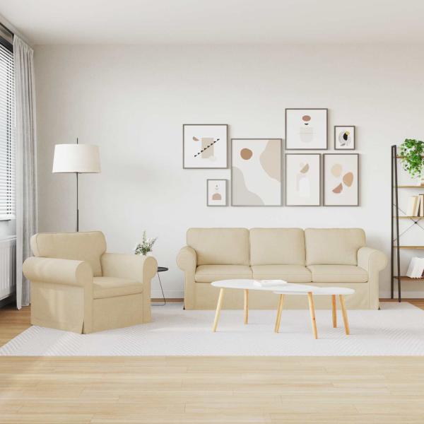 Sofa 2 pcs Creme Metall