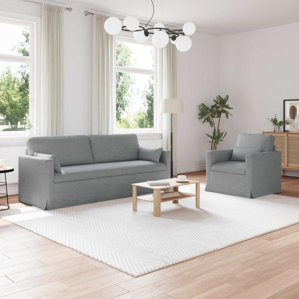 ARDEBO.de - Sofa 2 pcs Hellgrau Metall