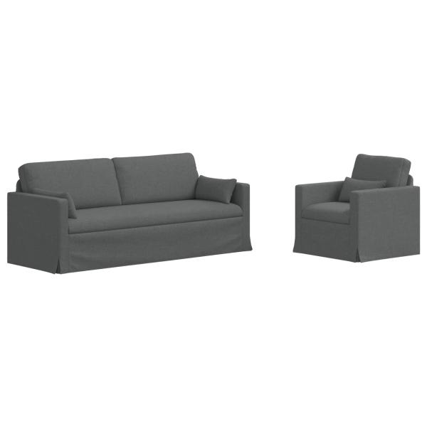 Sofa 2 pcs Dunkelgrau Metall