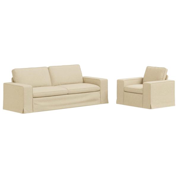 Sofa 2 pcs Creme Metall