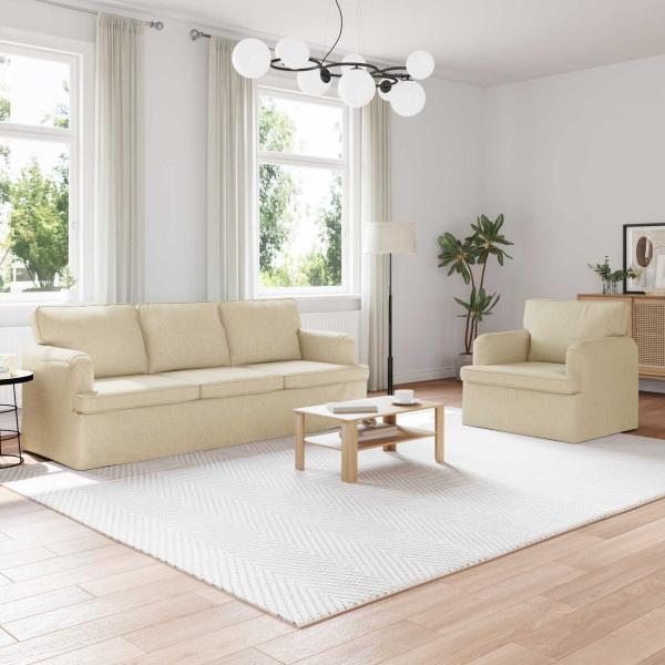 ARDEBO.de - Sofa 2 pcs Creme Metall