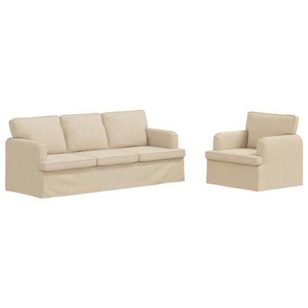 Sofa 2 pcs Creme Metall