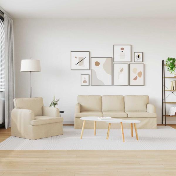 Sofa 2 pcs Creme Metall